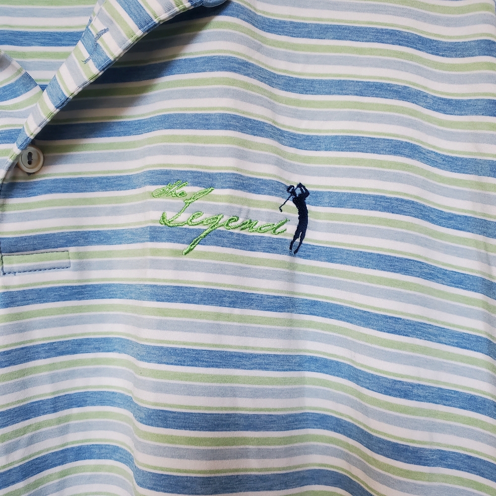 Peter Millar Striped Golf Sporty Polo.  Size Medium - Picture 2 of 6
